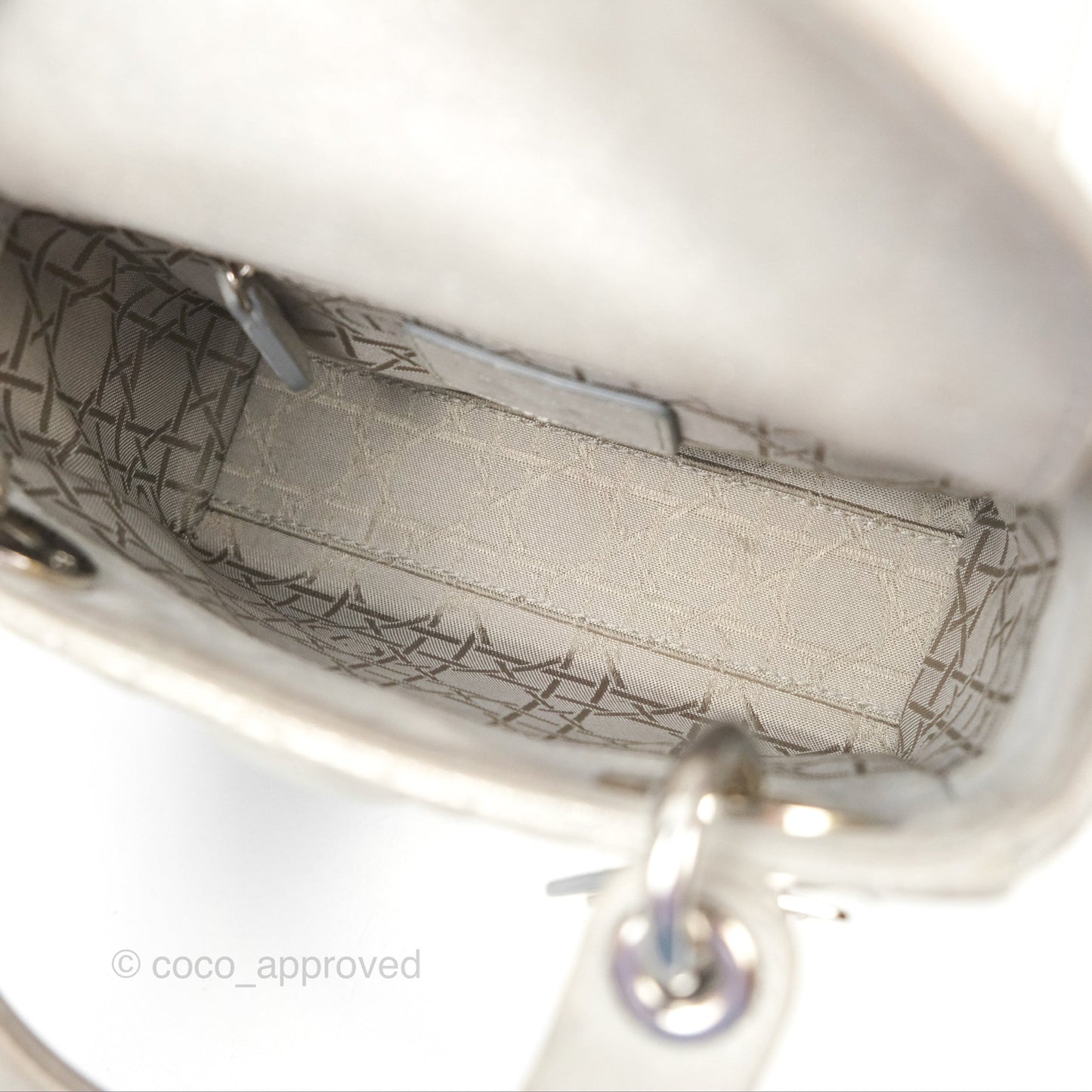 Christian Dior Mini Lady Dior Metallic Silver Nubuck Silver Hardware