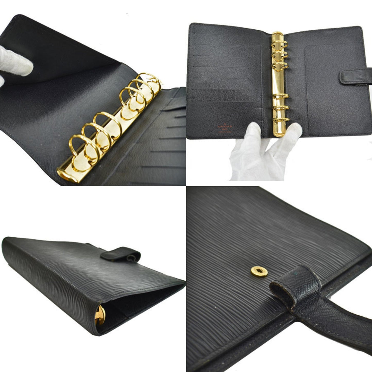 Louis Vuitton Black Leather Agenda cover wallet accessories