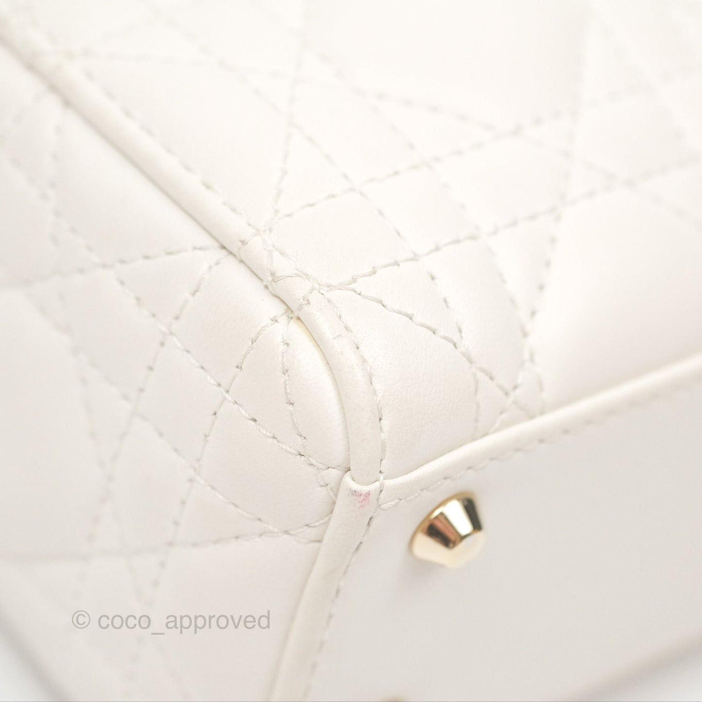 Christian Dior Cannage Mini Lady Dior White Gold Hardware