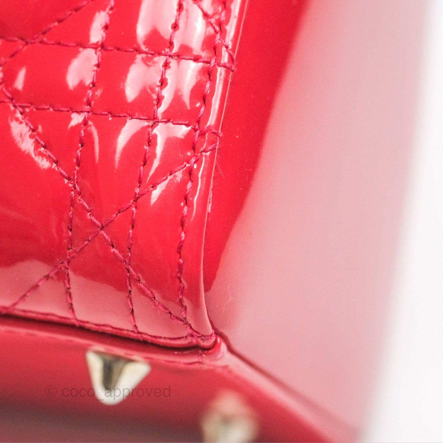 Christian Dior Medium Lady Dior Red Patent Silver Hardware