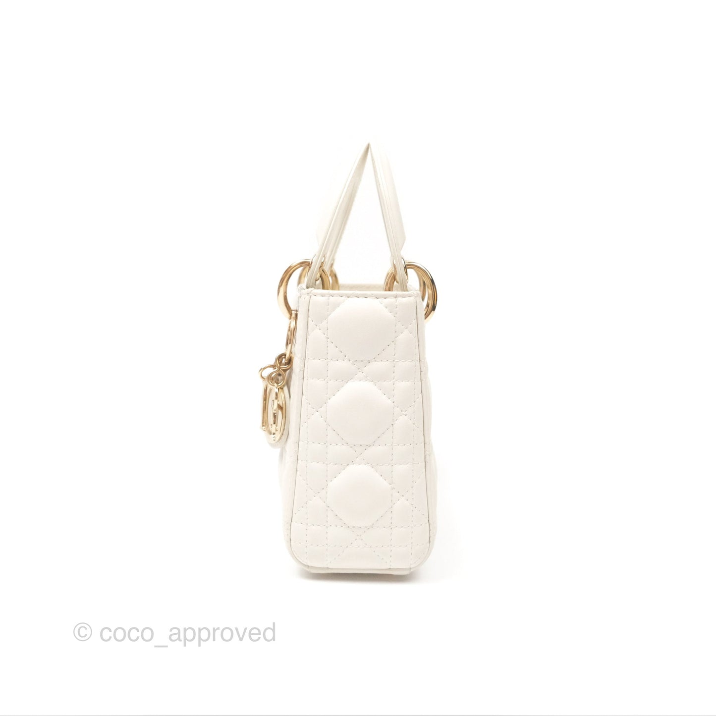 Christian Dior Cannage Mini Lady Dior White Gold Hardware