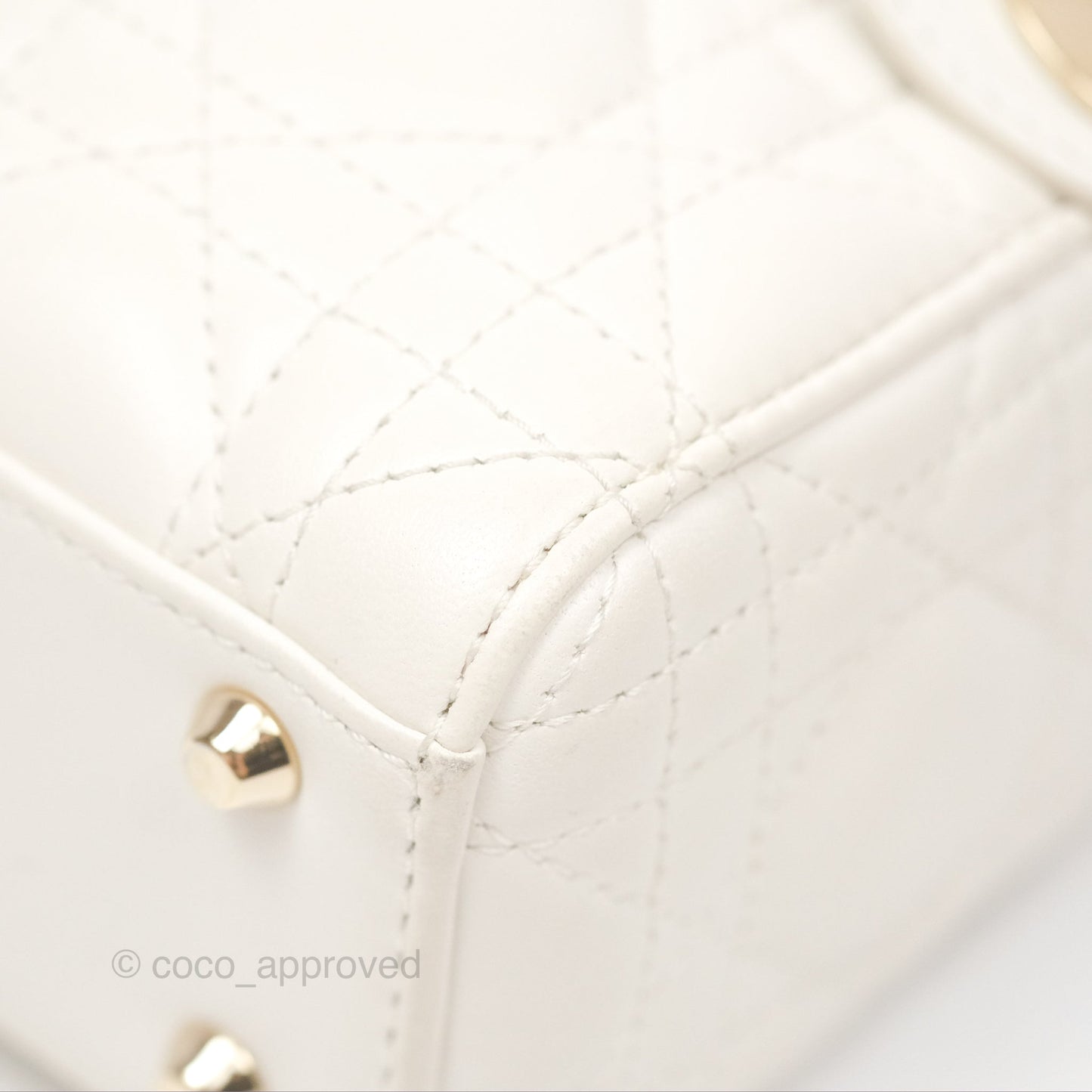 Christian Dior Cannage Mini Lady Dior White Gold Hardware