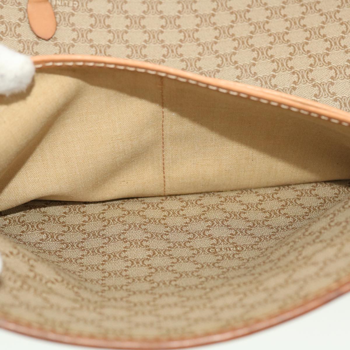 Celine Macadam Canvas Clutch Bag PVC Leather Beige 45077