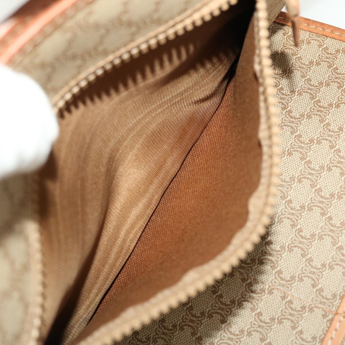 Celine Macadam Canvas Clutch Bag PVC Leather Beige 45077