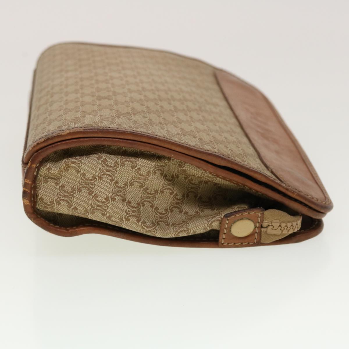 Celine Macadam Canvas Clutch Bag PVC Leather Beige 45077