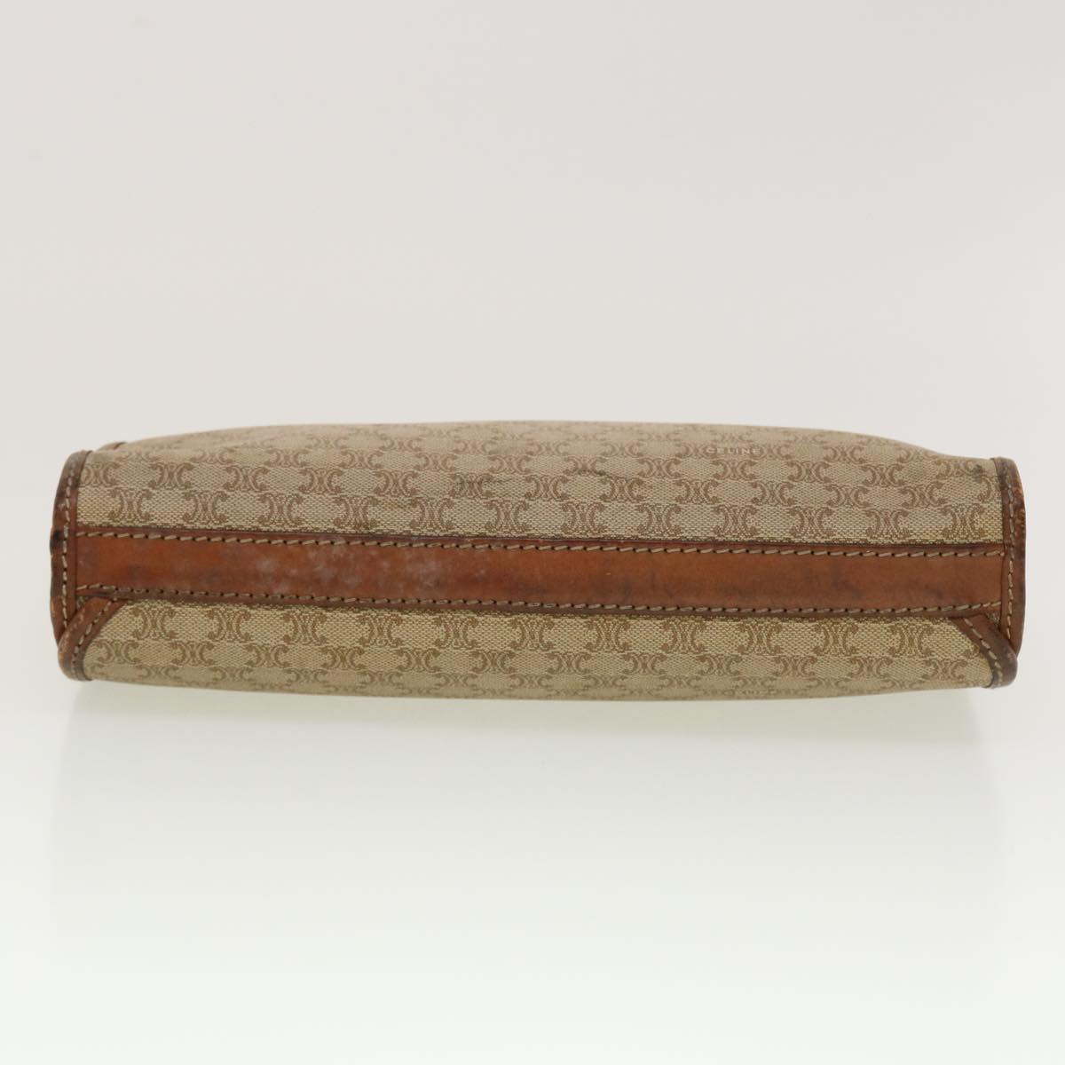 Celine Macadam Canvas Clutch Bag PVC Leather Beige 45077