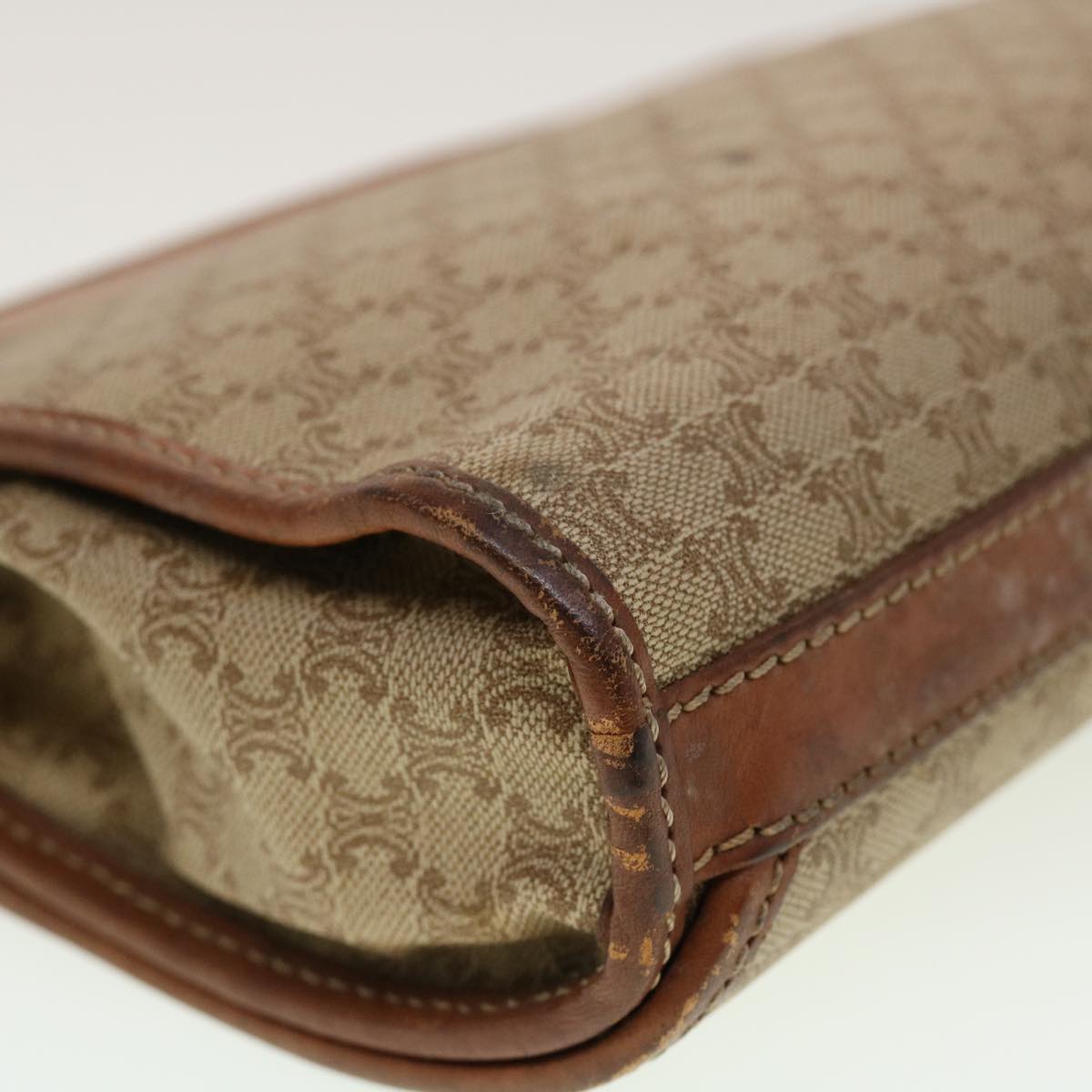 Celine Macadam Canvas Clutch Bag PVC Leather Beige 45077