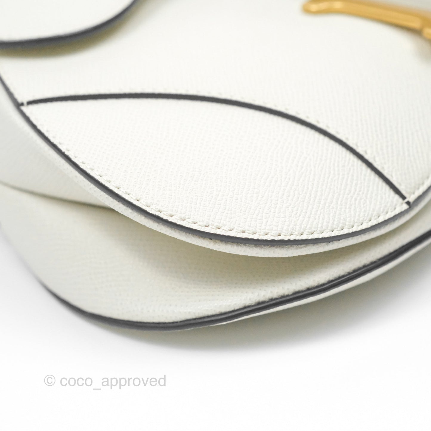 Christian Dior Saddle Bag White Grained Calfskin Gold Hardware