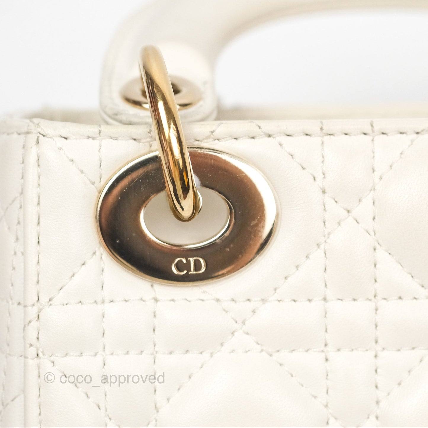 Christian Dior Cannage Mini Lady Dior White Gold Hardware