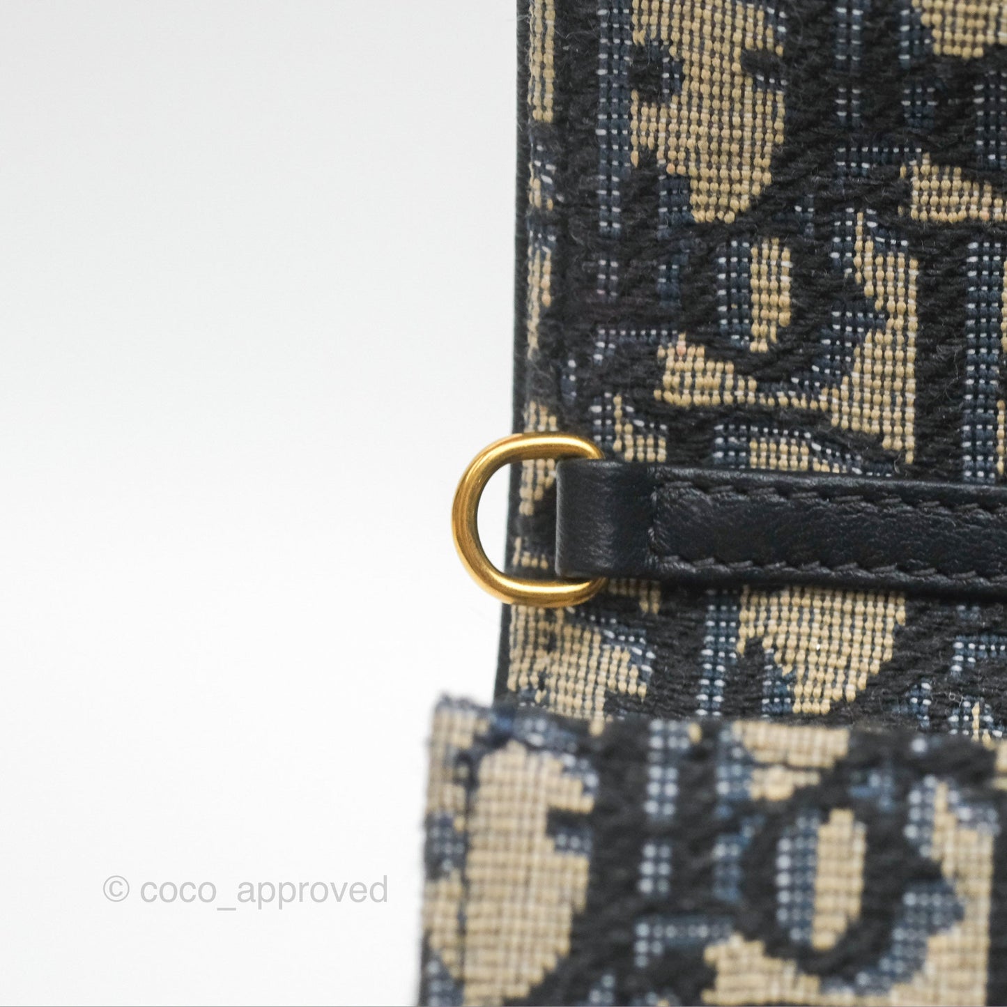 Dior Vertical Saddle Phone Holder Navy Oblique Canvas