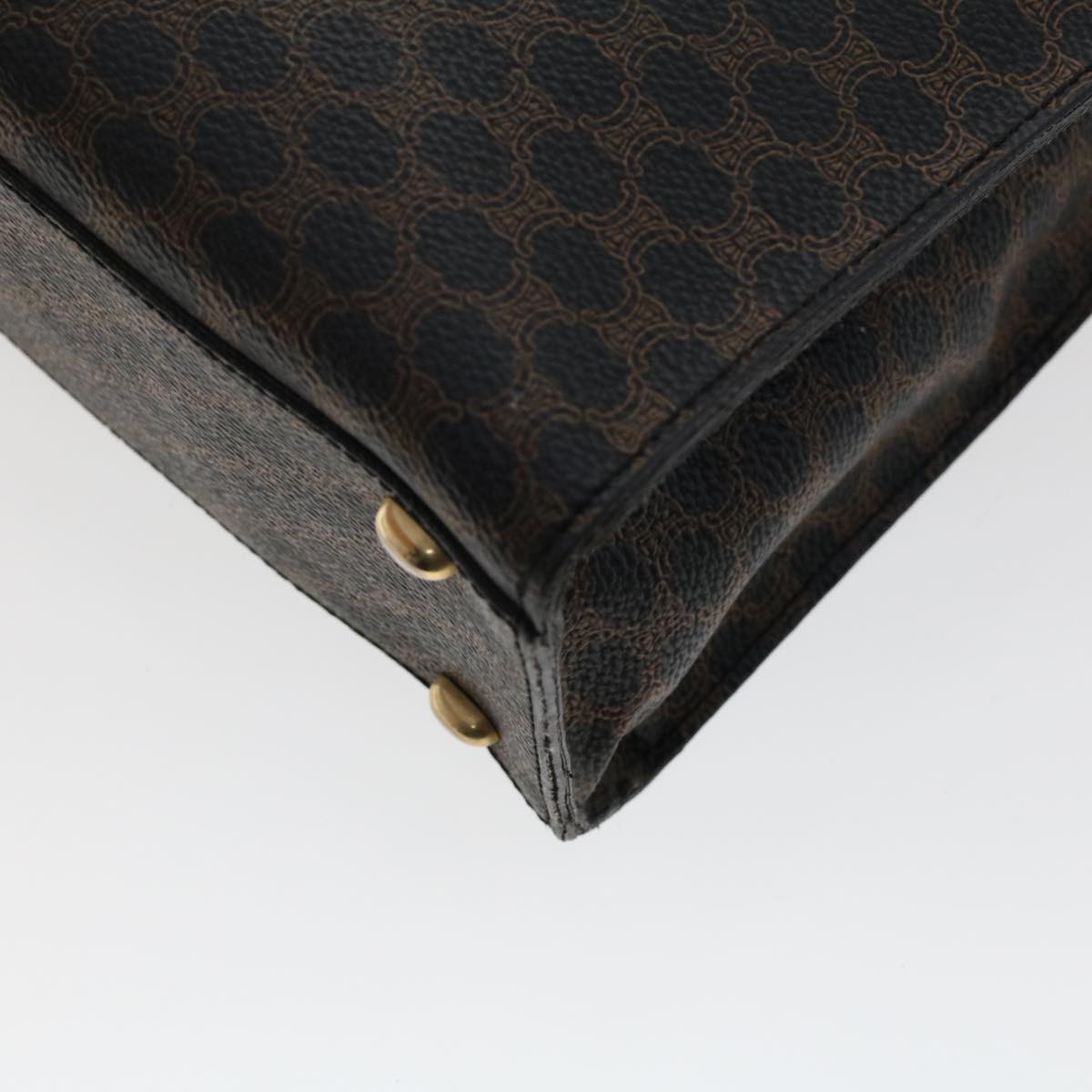 Celine Macadam Canvas Hand Bag PVC Leather Black 45906