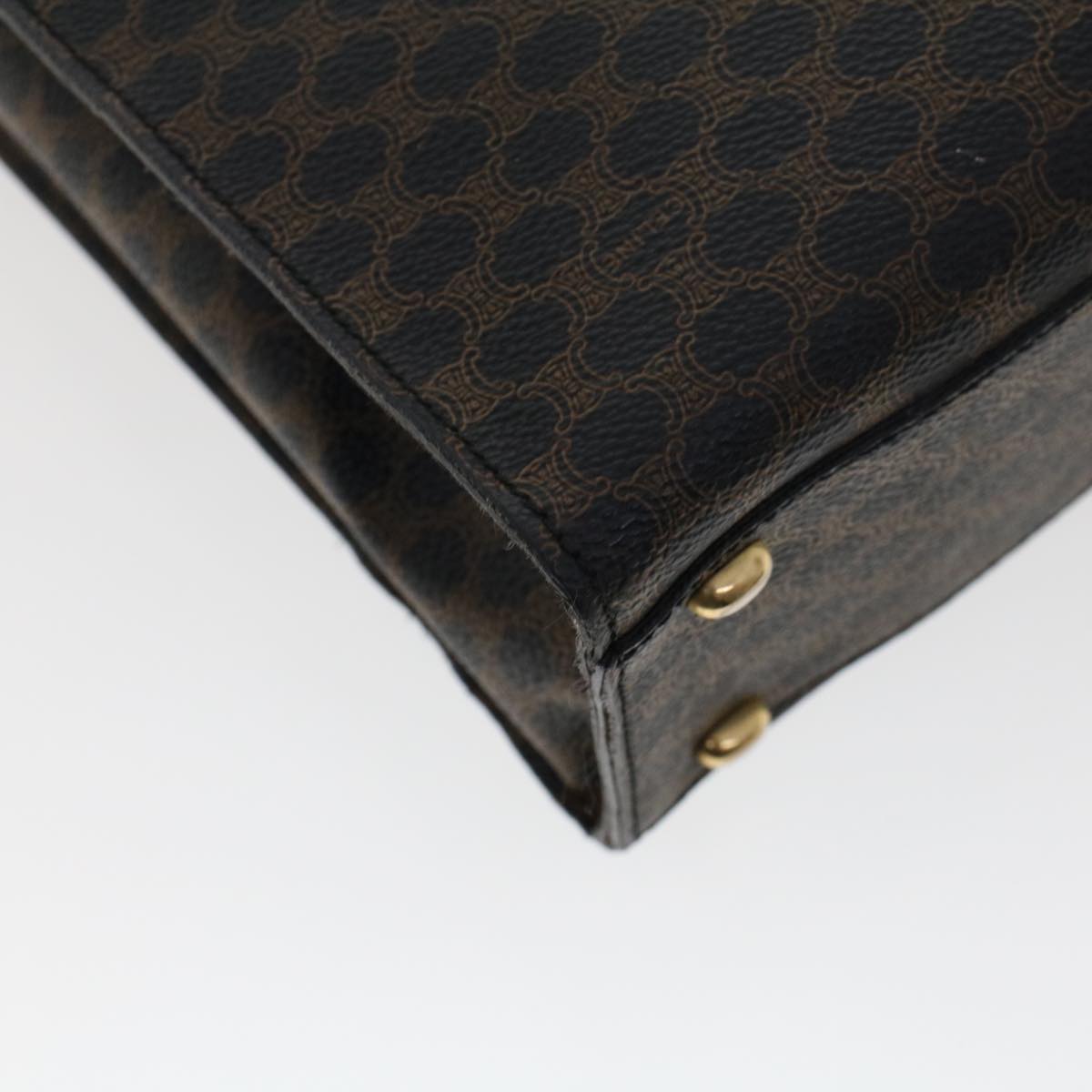 Celine Macadam Canvas Hand Bag PVC Leather Black 45906