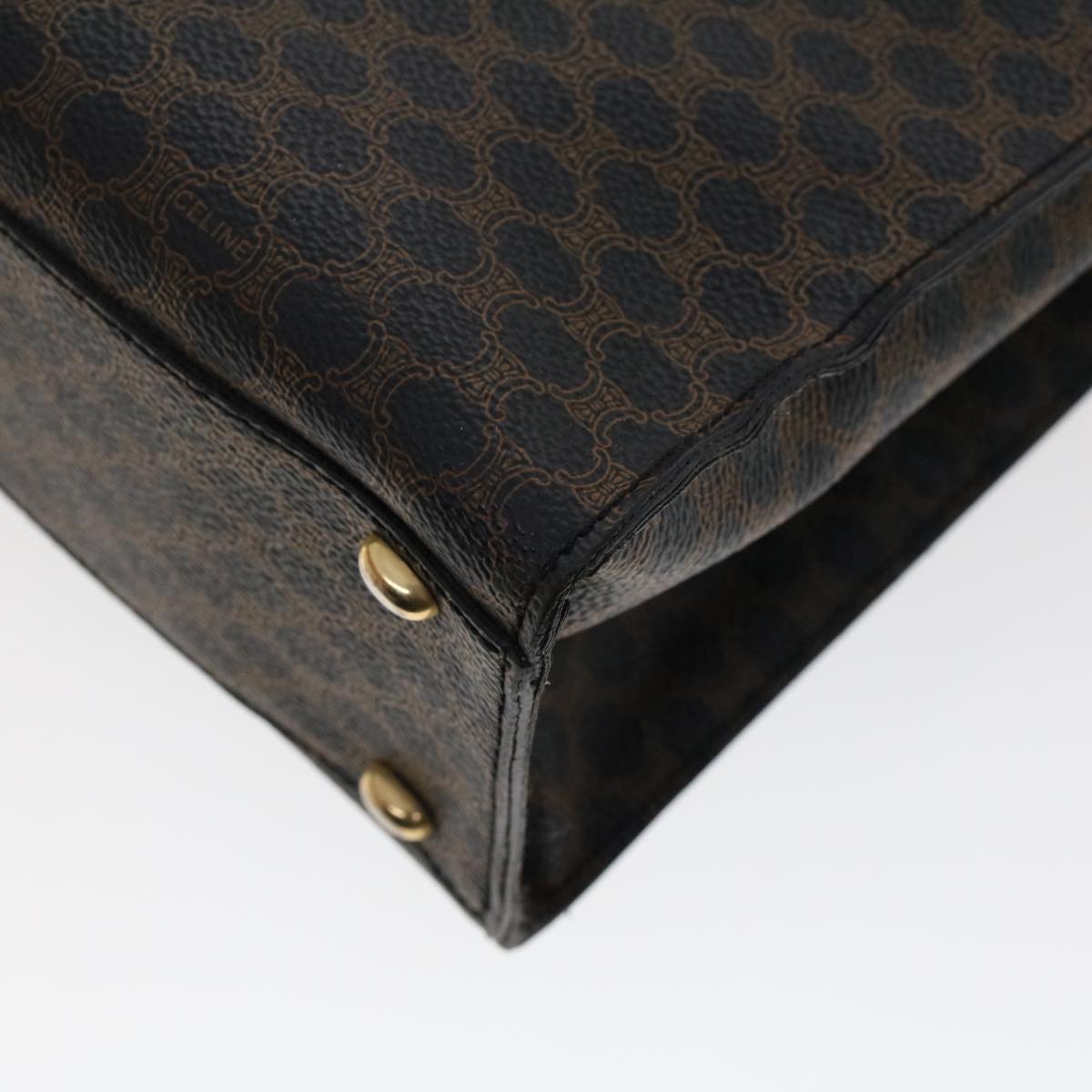 Celine Macadam Canvas Hand Bag PVC Leather Black 45906