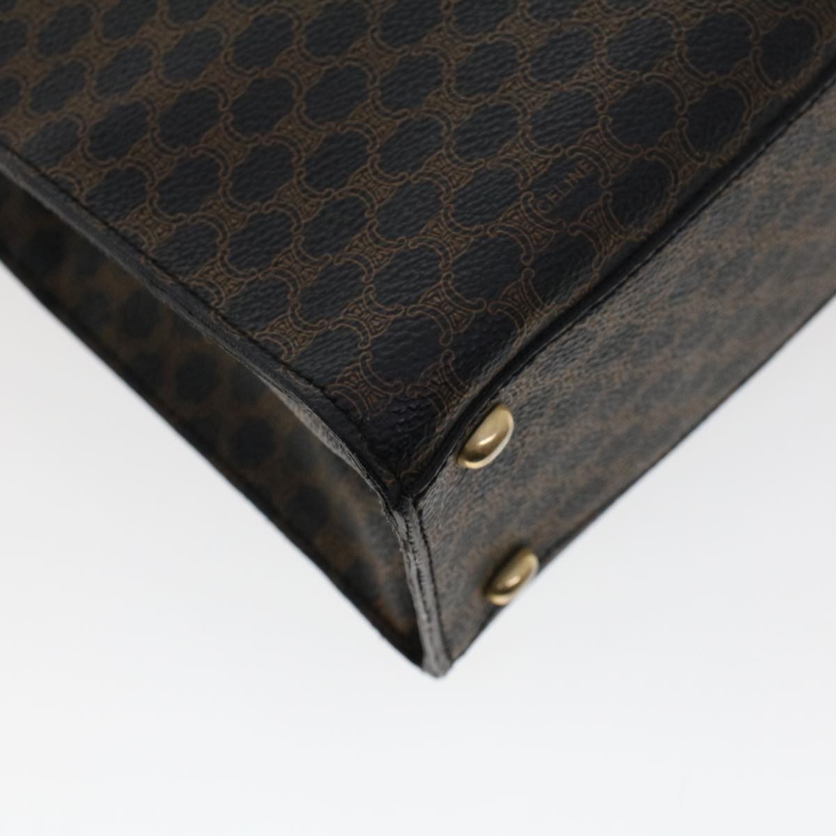 Celine Macadam Canvas Hand Bag PVC Leather Black 45906
