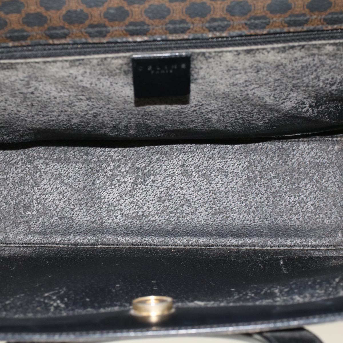 Celine Macadam Canvas Hand Bag PVC Leather Black 45906