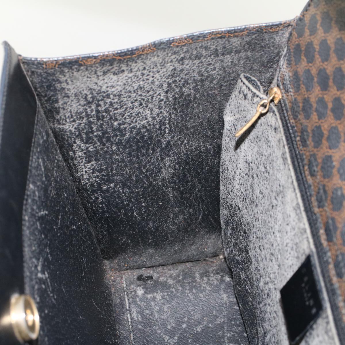 Celine Macadam Canvas Hand Bag PVC Leather Black 45906
