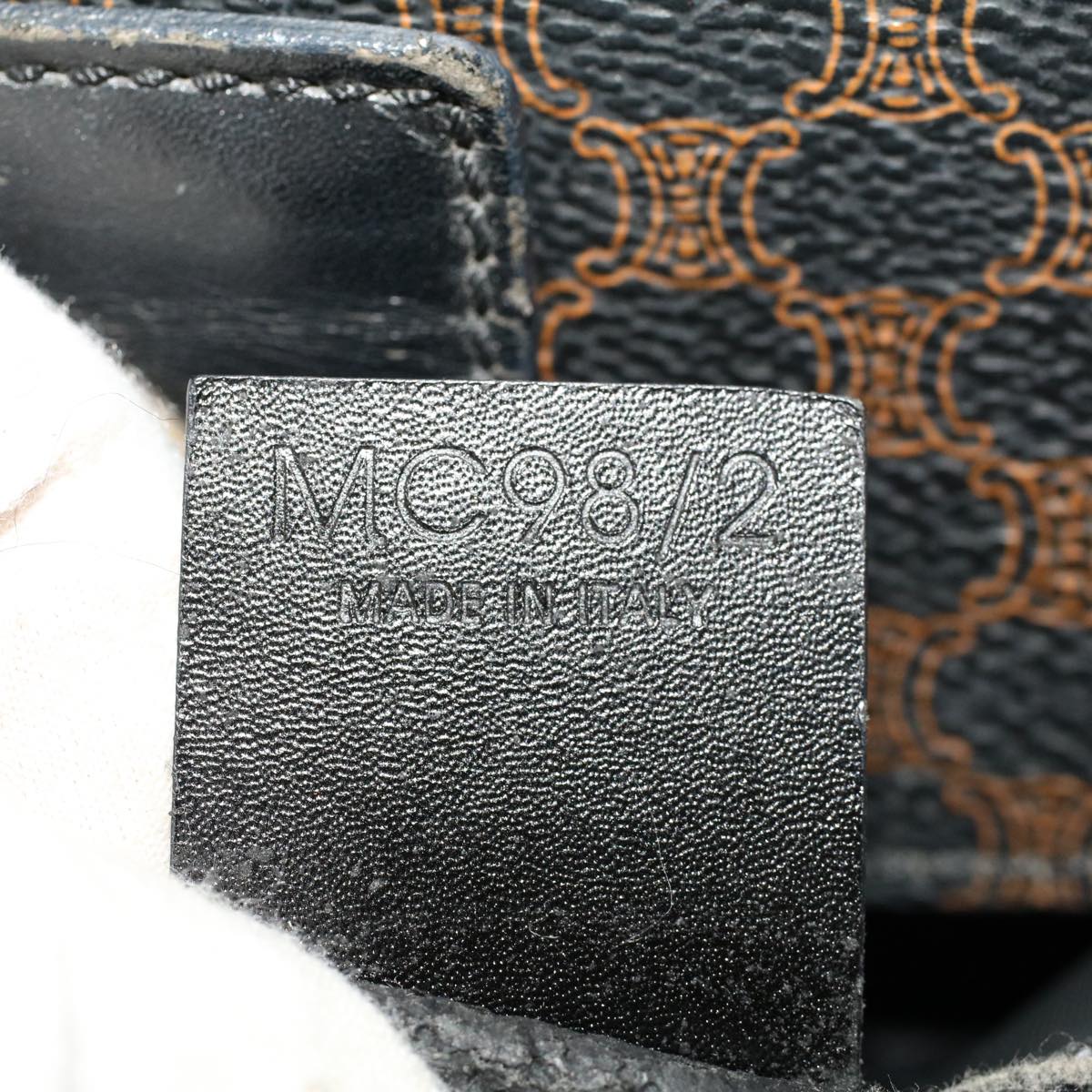 Celine Macadam Canvas Hand Bag PVC Leather Black 45906