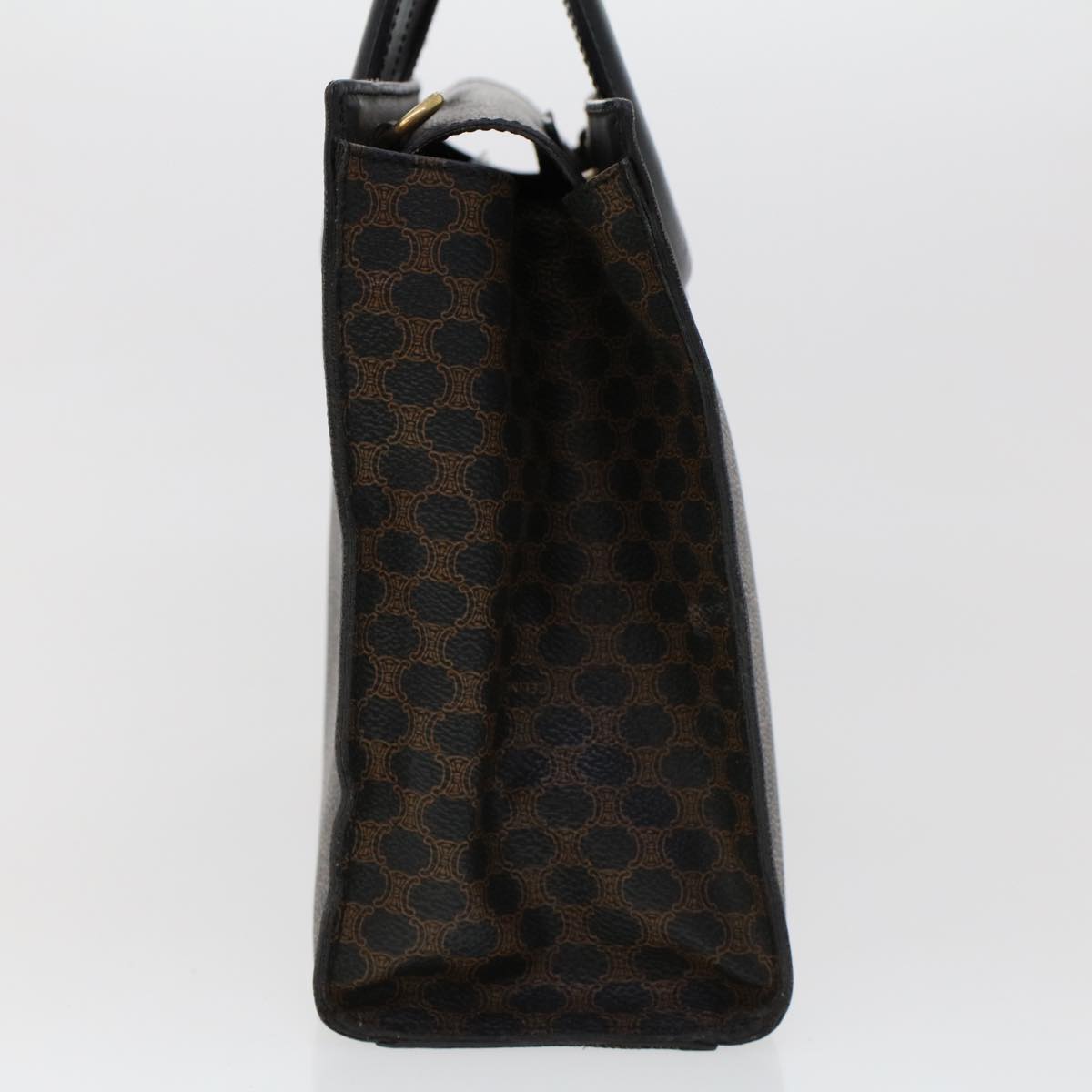 Celine Macadam Canvas Hand Bag PVC Leather Black 45906