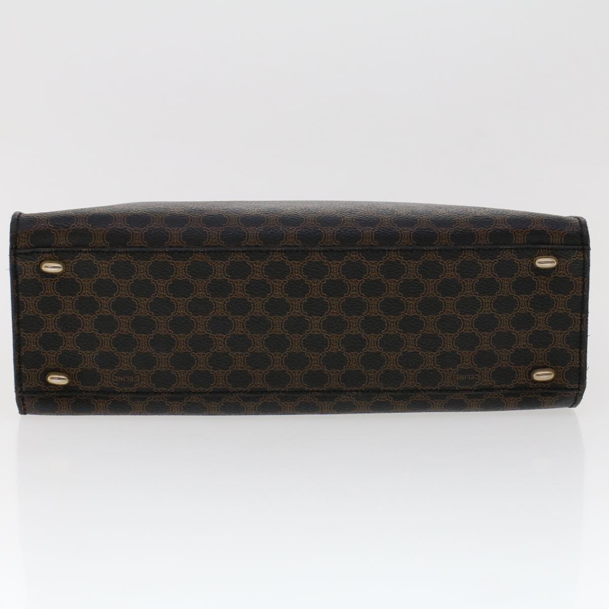 Celine Macadam Canvas Hand Bag PVC Leather Black 45906