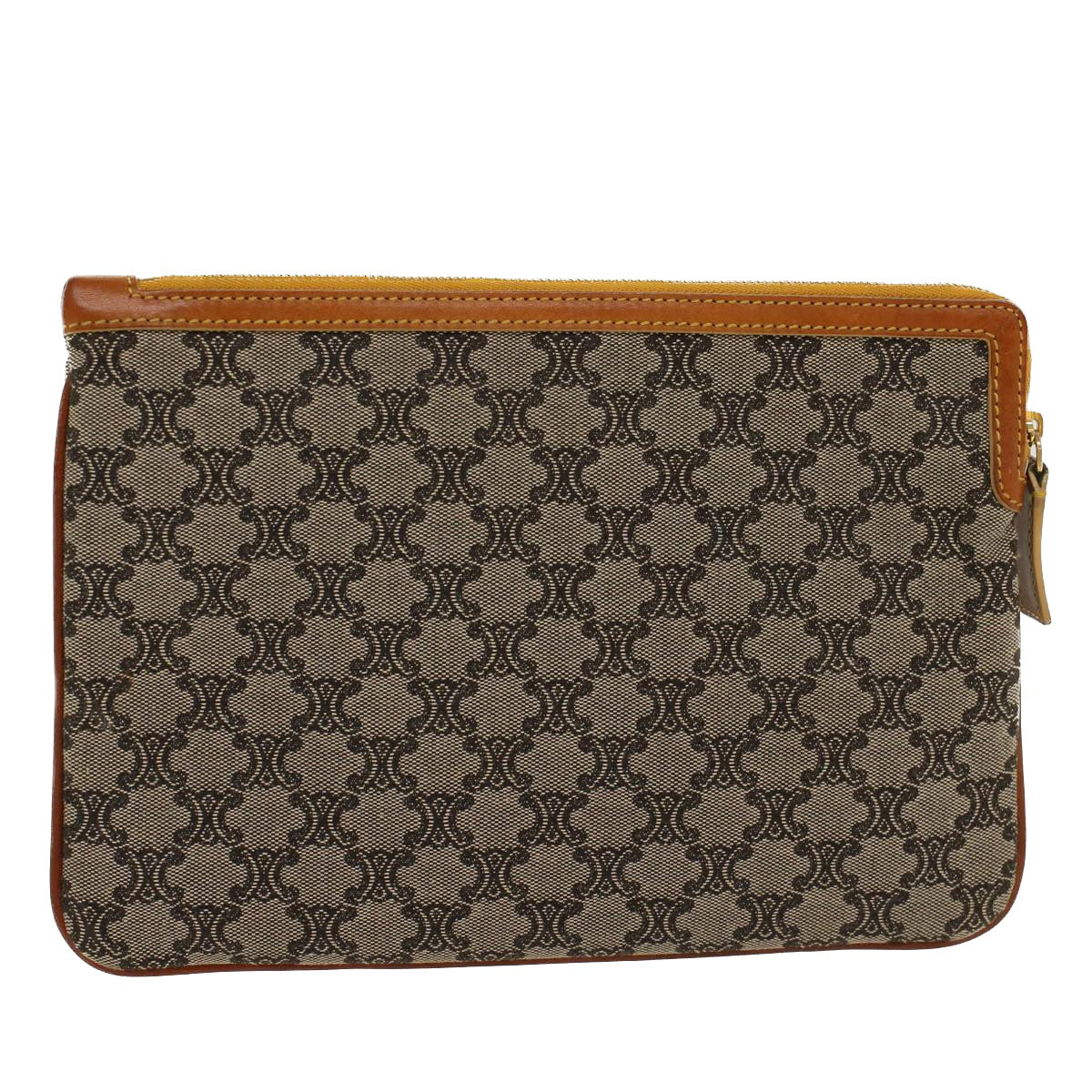 Celine Paris Macadam Clutch Bag Canvas Leather Beige Brown 45981