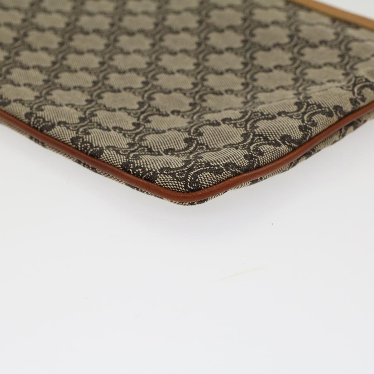 Celine Paris Macadam Clutch Bag Canvas Leather Beige Brown 45981