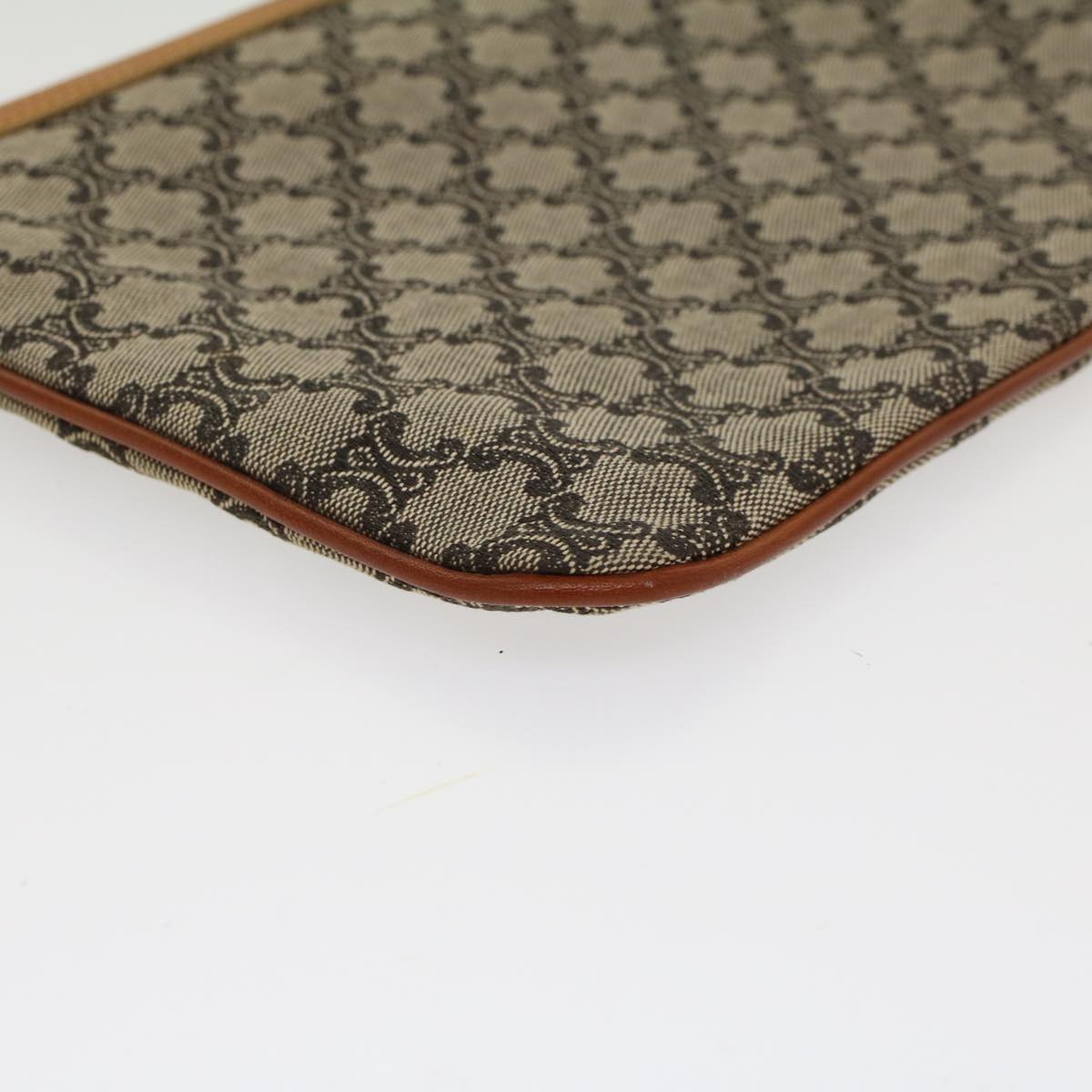 Celine Paris Macadam Clutch Bag Canvas Leather Beige Brown 45981