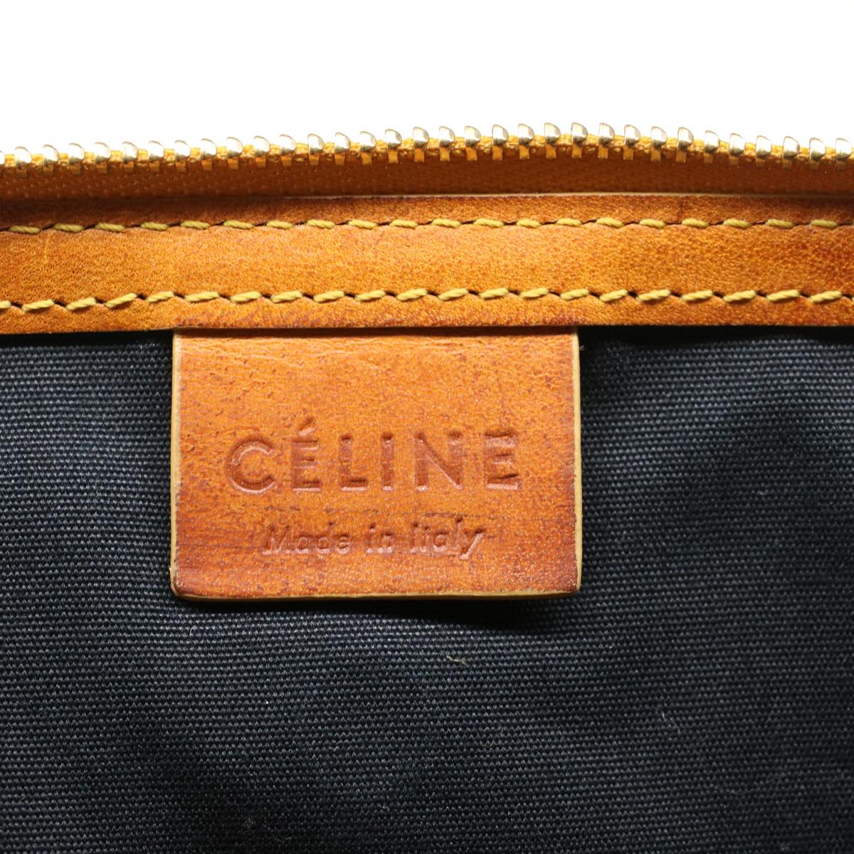 Celine Paris Macadam Clutch Bag Canvas Leather Beige Brown 45981