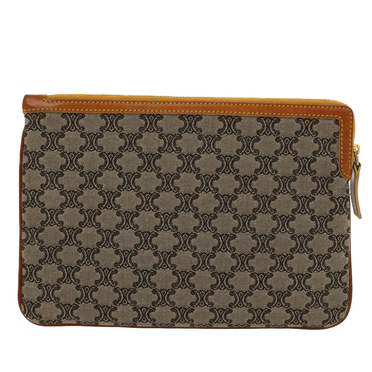 Celine Paris Macadam Clutch Bag Canvas Leather Beige Brown 45981
