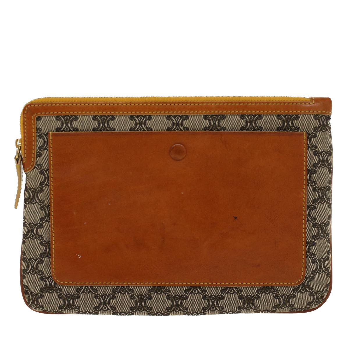Celine Paris Macadam Clutch Bag Canvas Leather Beige Brown 45981