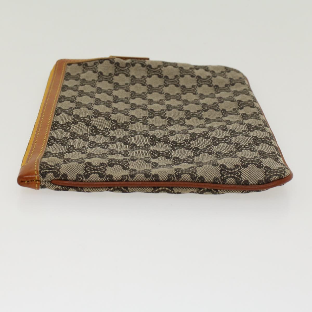 Celine Paris Macadam Clutch Bag Canvas Leather Beige Brown 45981