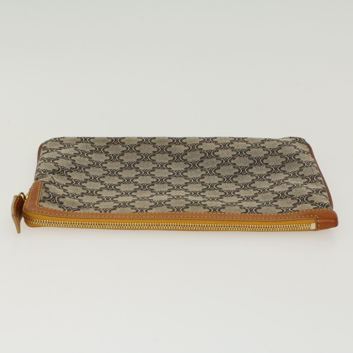 Celine Paris Macadam Clutch Bag Canvas Leather Beige Brown 45981