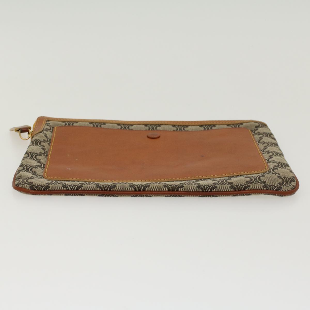 Celine Paris Macadam Clutch Bag Canvas Leather Beige Brown 45981