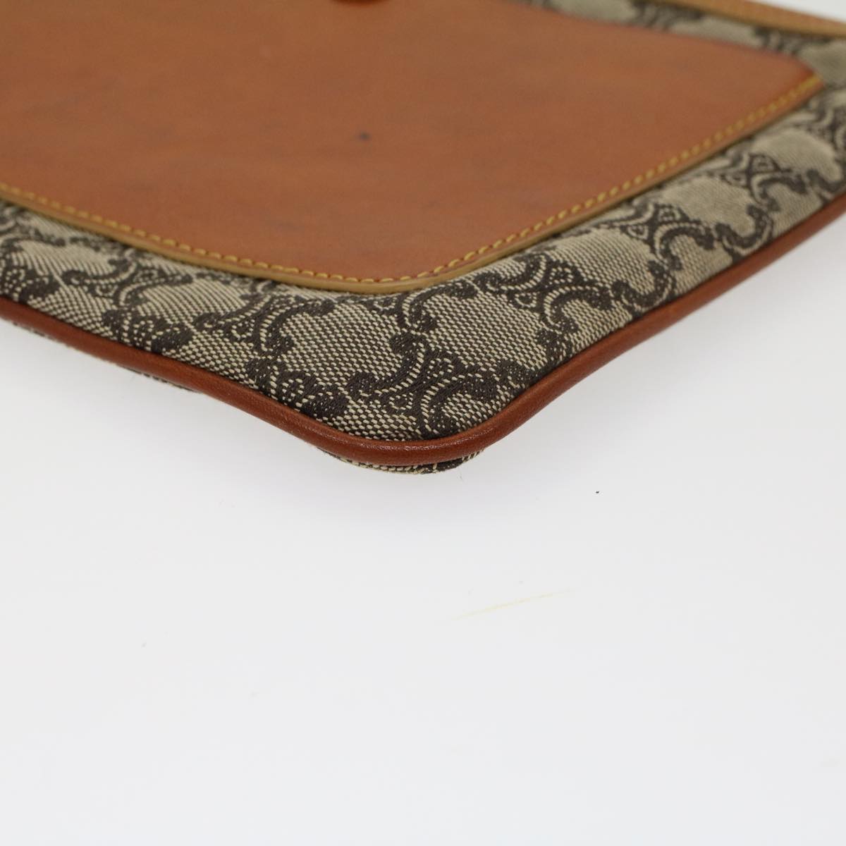 Celine Paris Macadam Clutch Bag Canvas Leather Beige Brown 45981