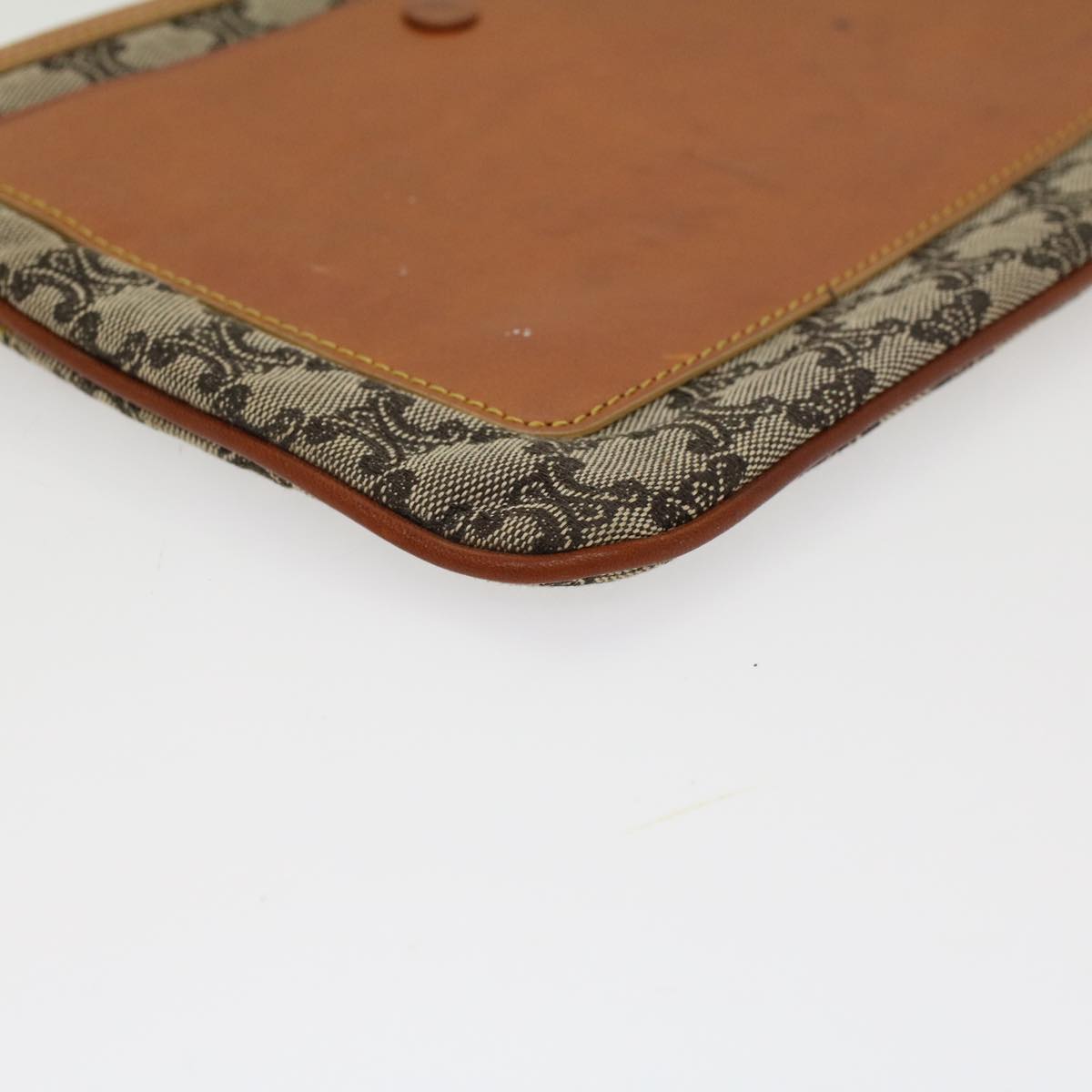 Celine Paris Macadam Clutch Bag Canvas Leather Beige Brown 45981