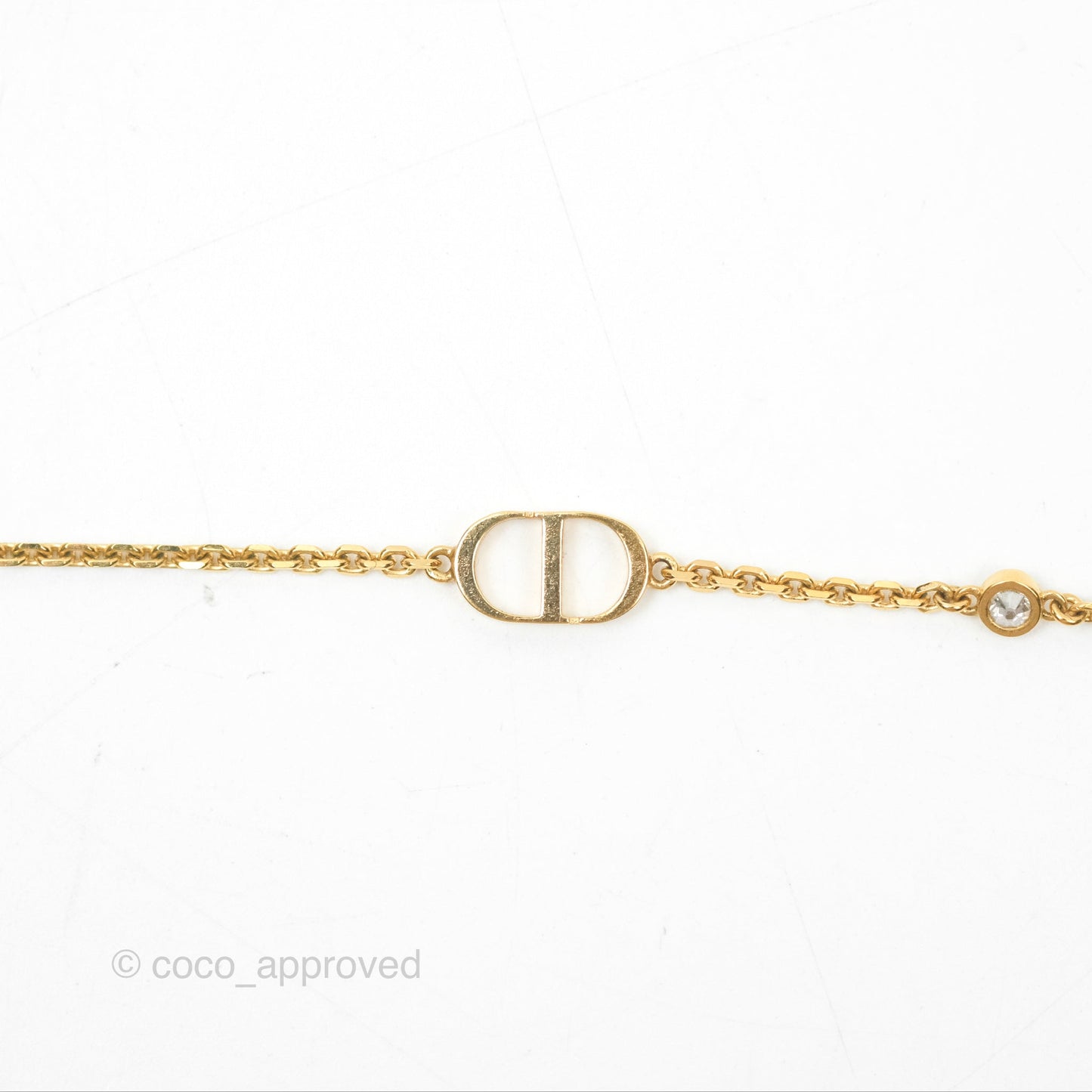 Christian Dior Petit CD Double Necklace Crystals Gold Tone