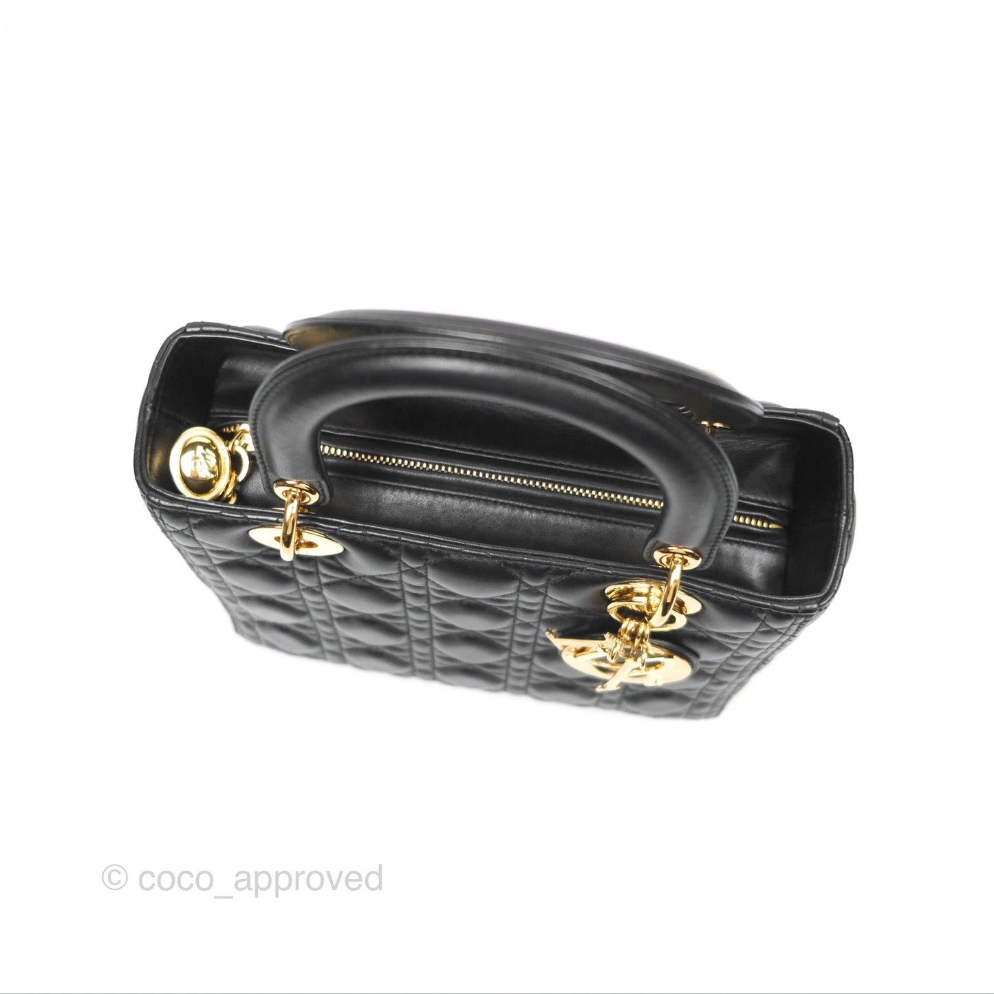 Christian Dior Medium Lady Dior Black Lambskin Gold Hardware