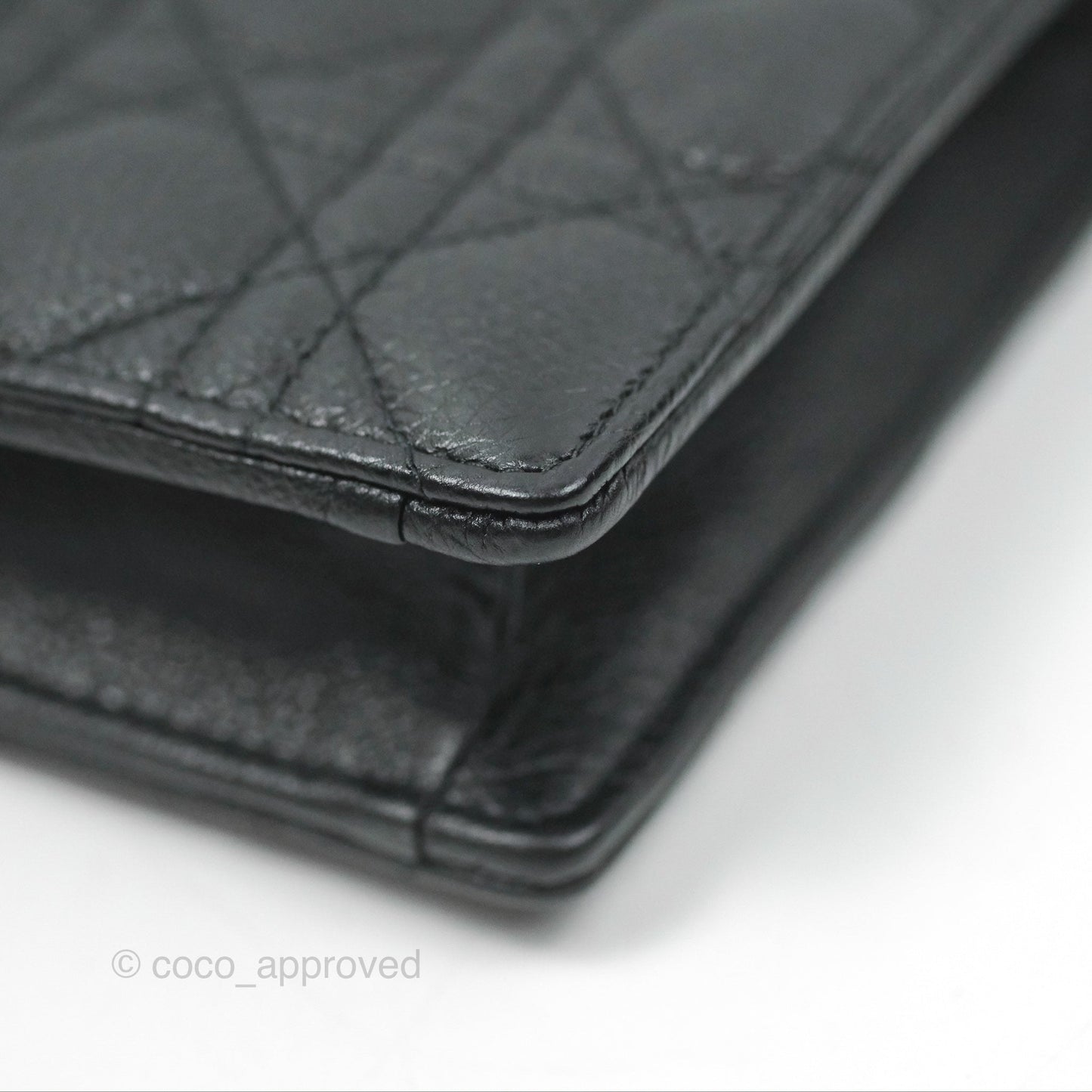 Dior Caro Zipped Pouch With Chain Black Cannage Calfskin