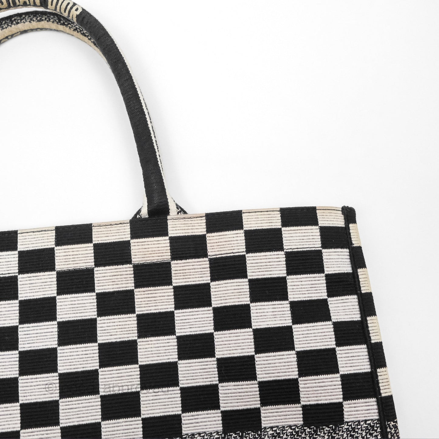 Christian Dior Large Book Tote Checkered Black/ White Canvas