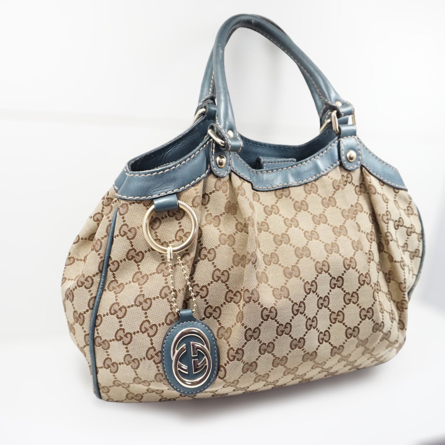 Gucci Skuldertaske Blå Læder