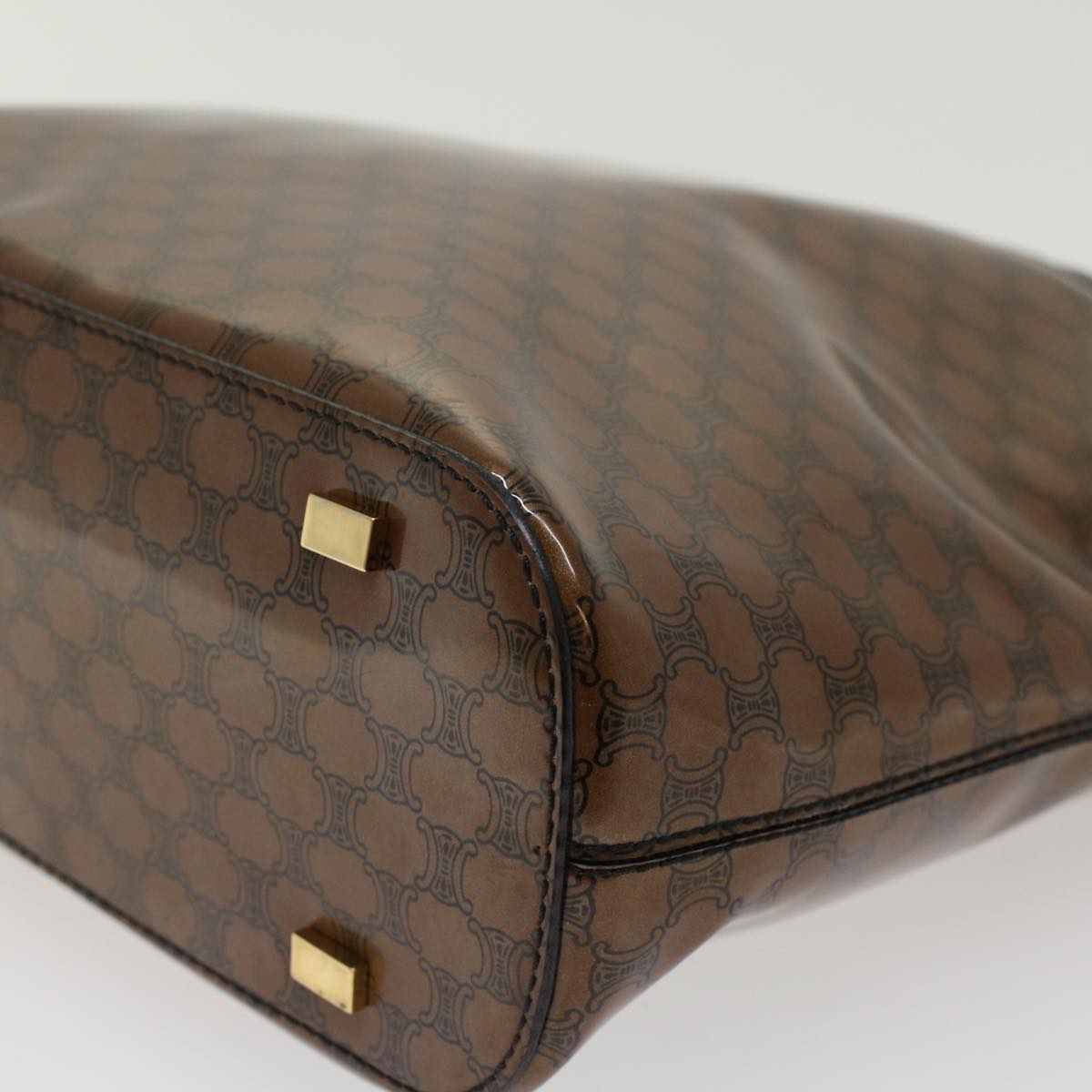 Celine Macadam Canvas Hand Bag Brown 47388
