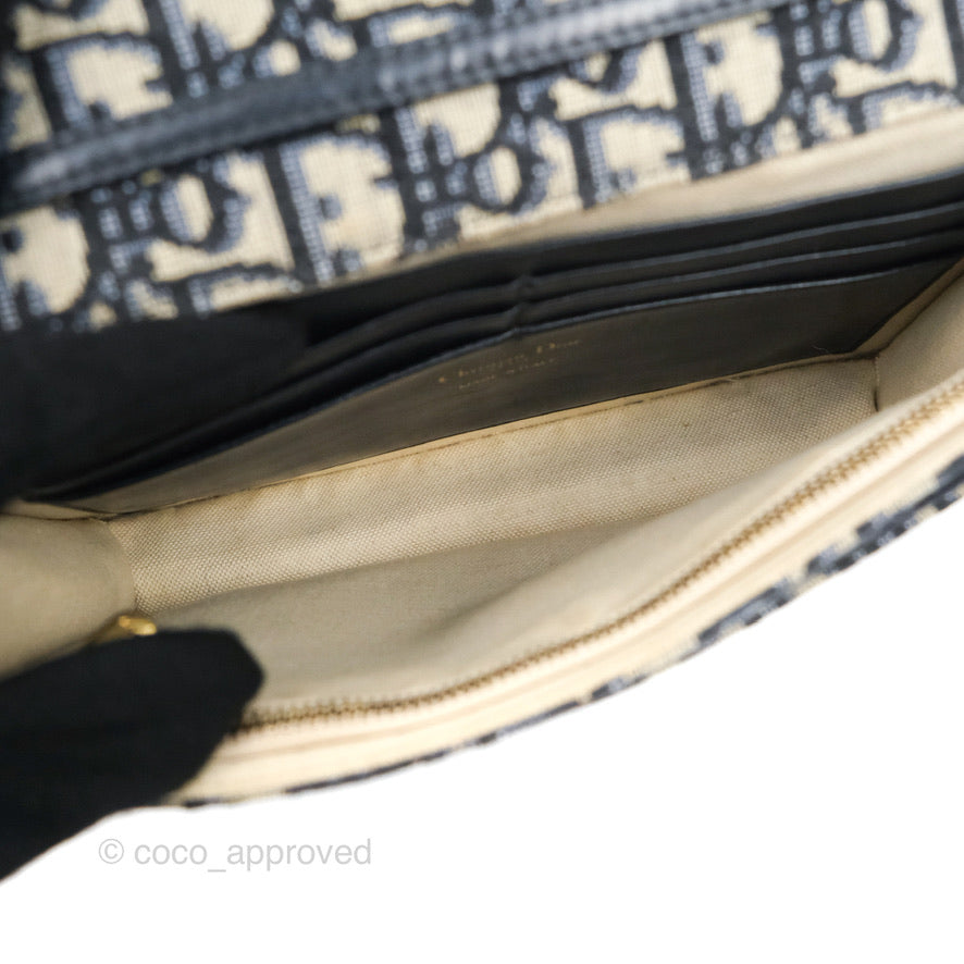 Christian Dior Saddle Chain Pouch Navy Oblique Jacquard