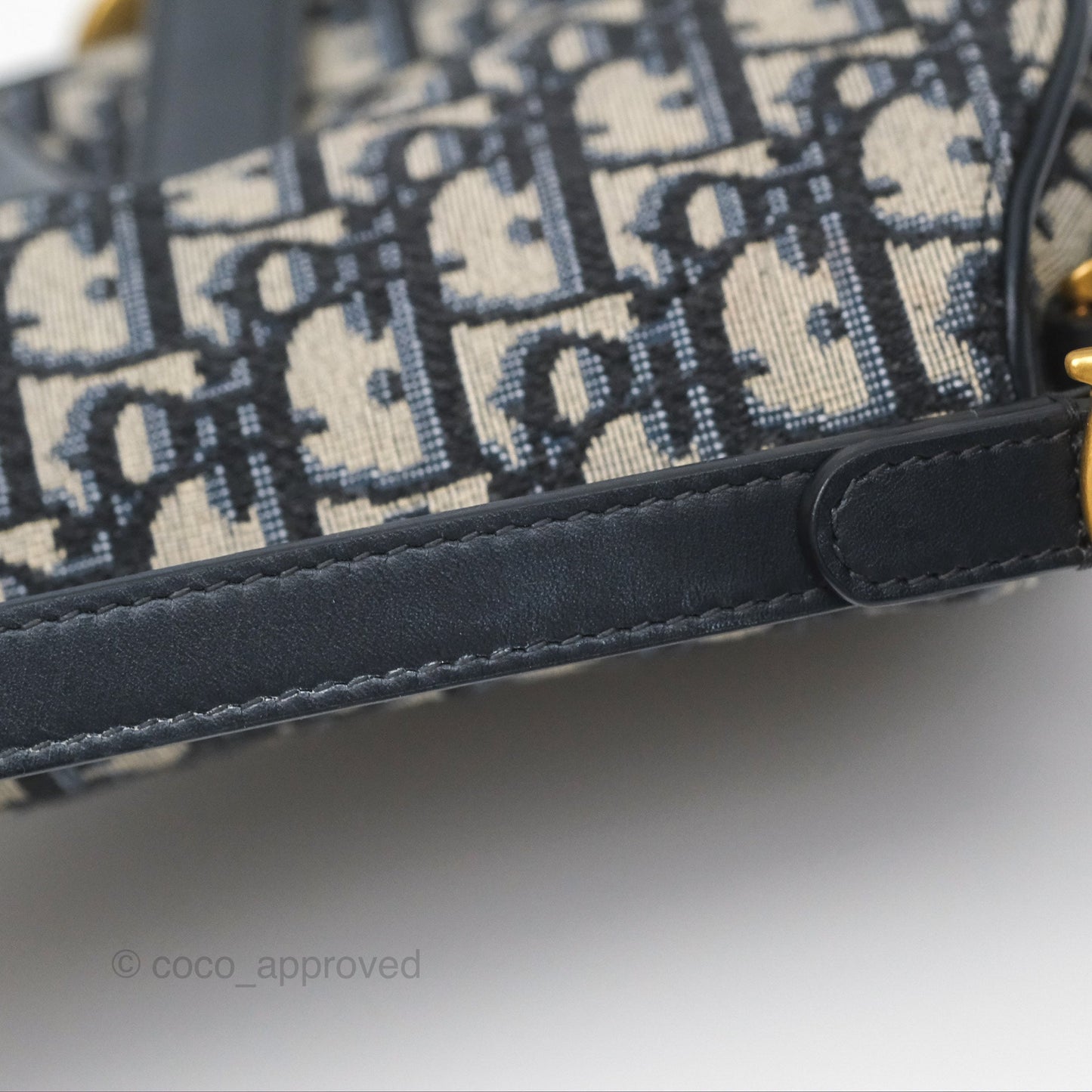 Christian Dior Mini Saddle Bag Blue Oblique Jacquard Gold Hardware