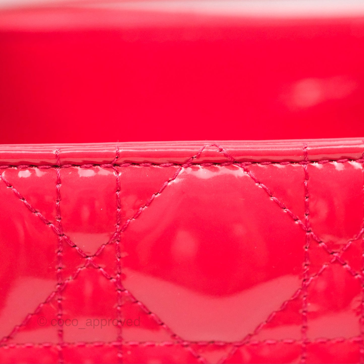 Christian Dior Medium Lady Dior Red Patent Silver Hardware