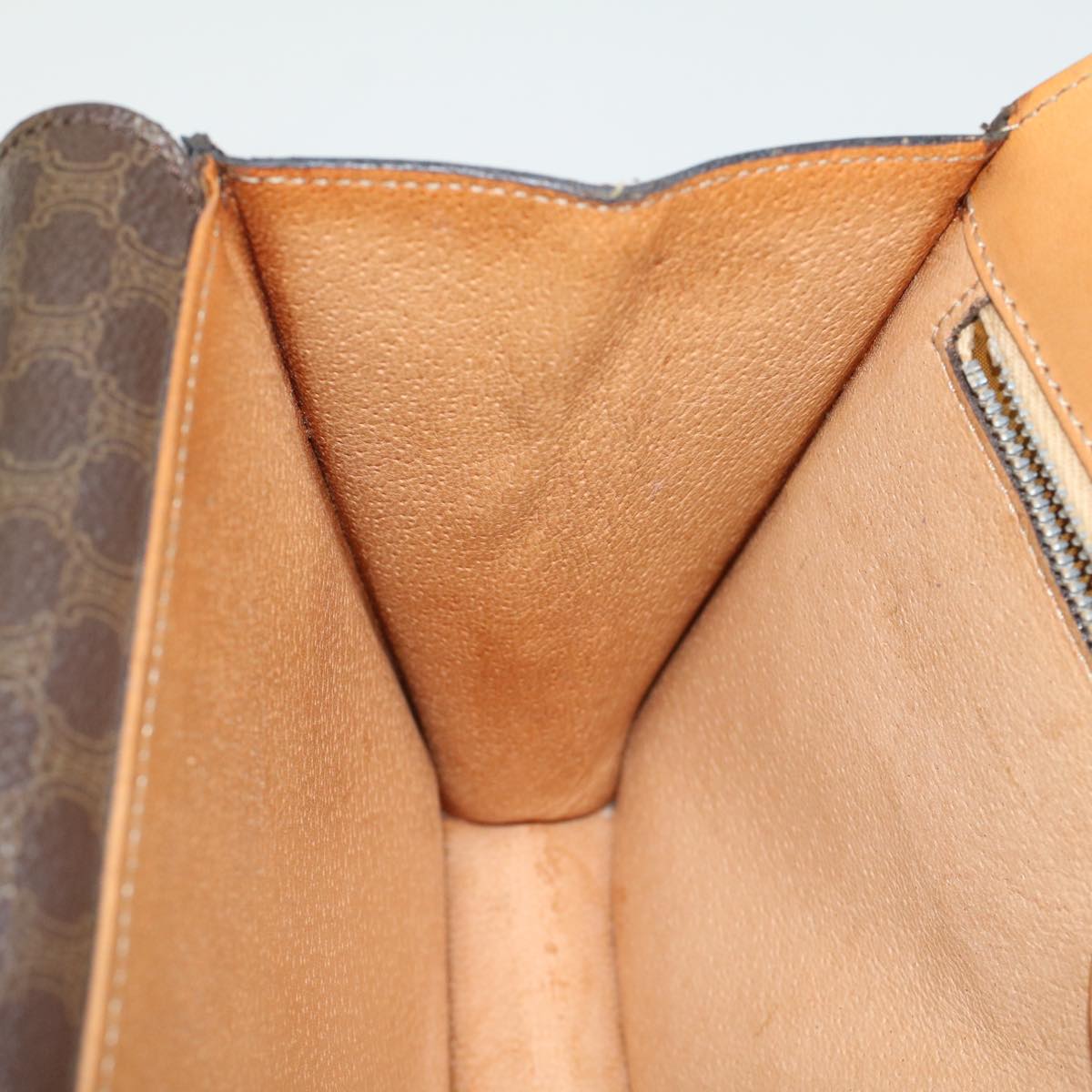 Celine Macadam Canvas Hand Bag PVC Leather Brown 47998