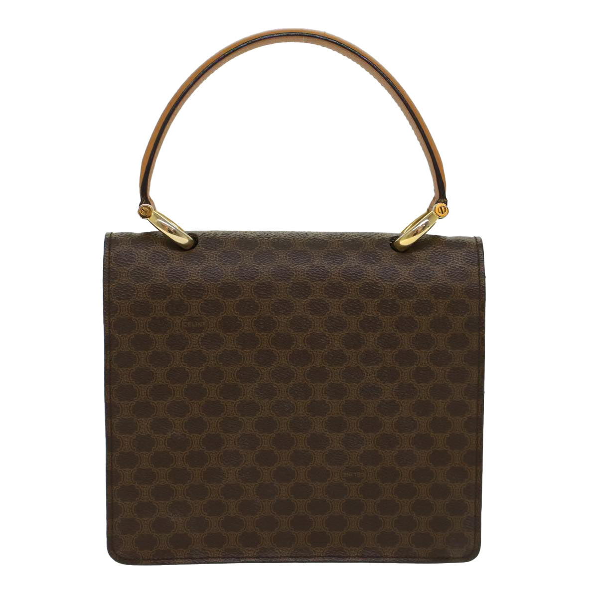 Celine Macadam Canvas Hand Bag PVC Leather Brown 47998