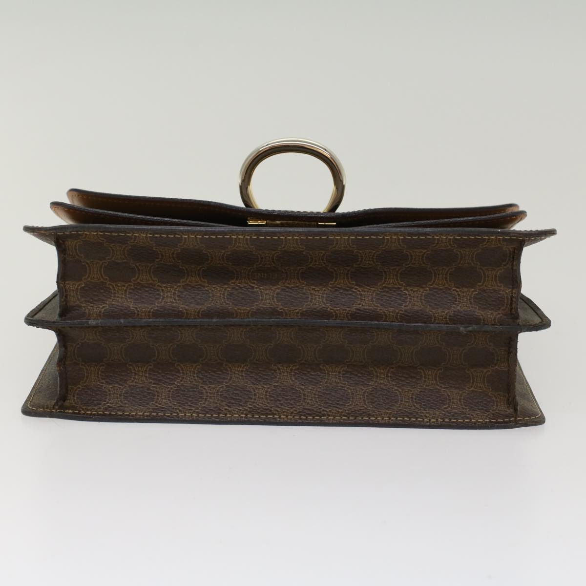 Celine Macadam Canvas Hand Bag PVC Leather Brown 47998