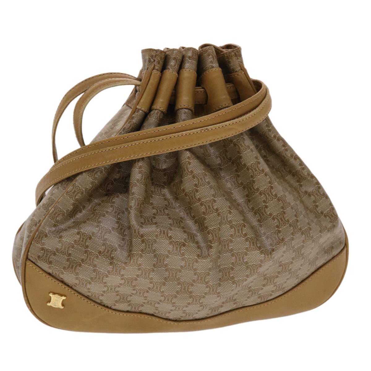 Celine Macadam Canvas Shoulder Bag PVC Leather Brown 47999