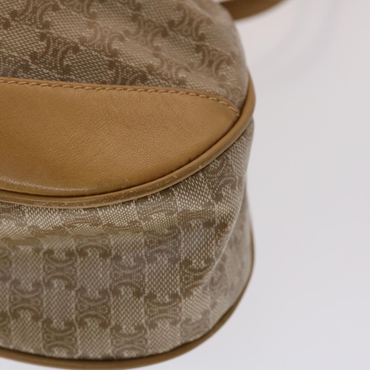 Celine Macadam Canvas Shoulder Bag PVC Leather Brown 47999