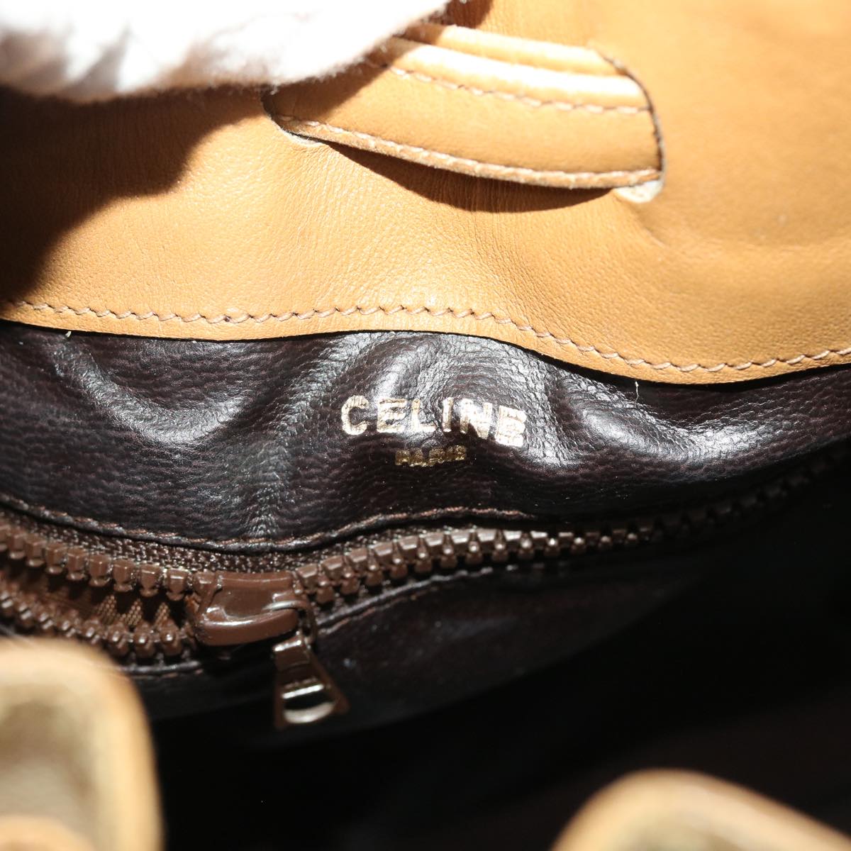 Celine Macadam Canvas Shoulder Bag PVC Leather Brown 47999