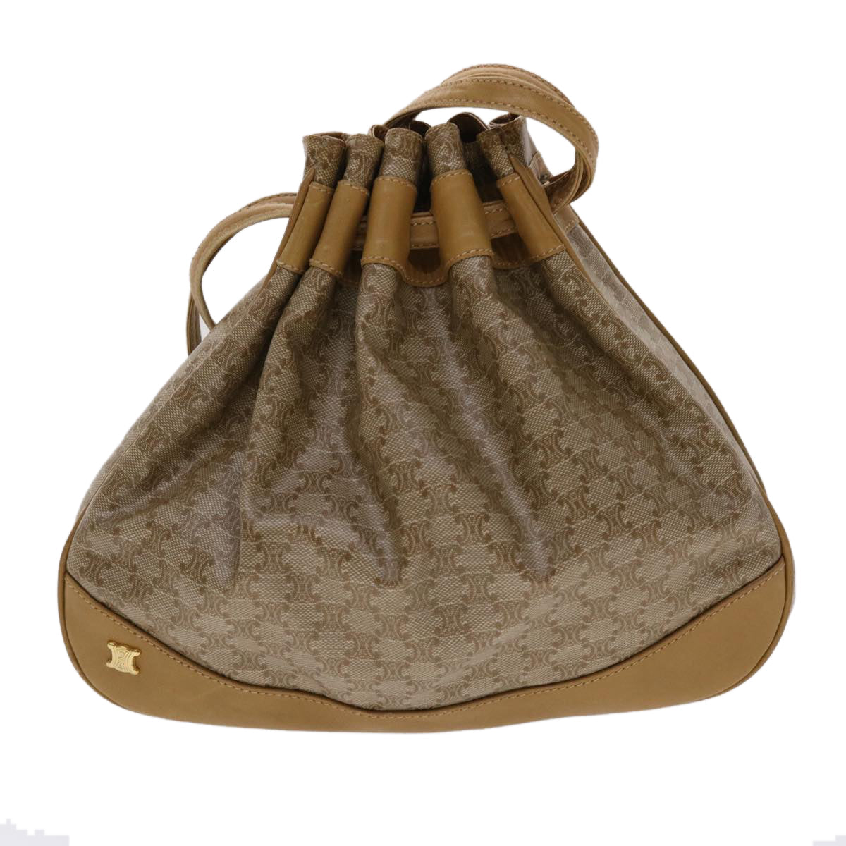 Celine Macadam Canvas Shoulder Bag PVC Leather Brown 47999
